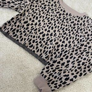 Leopard Long Sleeve Print Crop Sweater